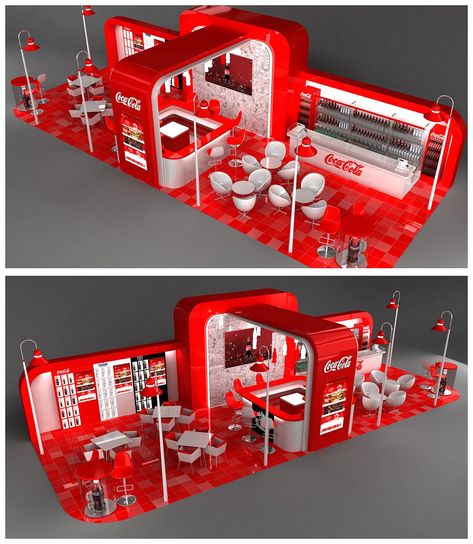 Coca Cola Exhibit Stand Exhibition Design Booth, Set Design Stage, Gerobak Dorong, Event Booth Design, Exhibition Display Design, Coca Cola Brands, Design Stage, Tv Set Design, Exhibition Stall Design