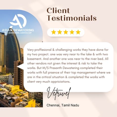 Our Happy Customer .Thanks for leaving us such a magnificent review. Our praiseworthy asset is our #customers, We really appreciate you taking the time out to share your experience with us. And looking forward to work with you again! For More Information ☎ +91 93608 06157 #testimonial #testimoni #review #feedback #like #reviews #dewatering #construction #dewateringpump #testimonial #testimoni #review Testimonials Design Inspiration, Restaurant Creatives, Testimonial Ads, Testimonial Design, Computer Basic, Website Banner, Happy Customer, Customer Review, Appreciate You