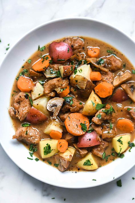 Pork Stew with Irish Stout and Caraway | foodiecrush.com #stew #pork #dinner #recipes #Irish #stpatricks #food Pork Stew Meat Recipes, Pork Goulash, Traditional Irish Stew, Pork Stew Meat, Slow Cooker Recipes Pork, Ground Beef And Potatoes, Stew Meat Recipes, Corned Beef Recipes, Irish Stew