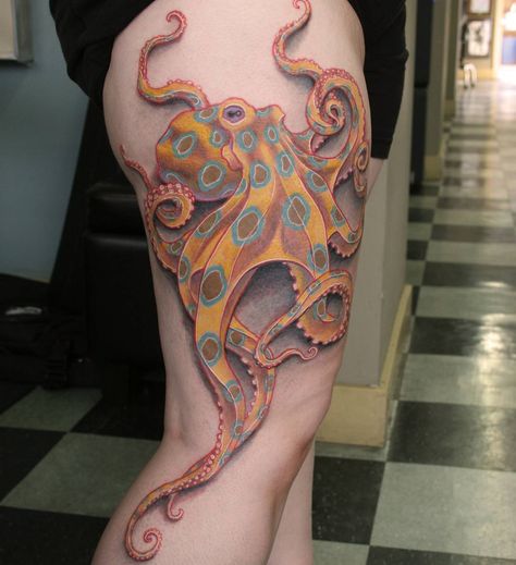 Blue Ringed Octopus Tattoo | Tattoo Ideas and Inspiration Blue Ringed Octopus Tattoo, Blue Ring Octopus, Blue Ringed Octopus, Cicada Tattoo, Ringed Octopus, See Tattoo, Unusual Tattoo, Octopus Tattoo Design, Octopus Tattoos