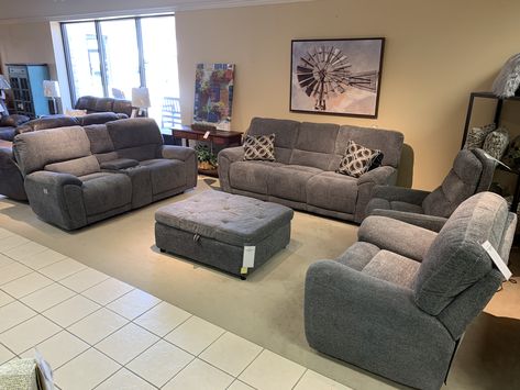 Sofa Loveseat And Recliner Layout, Reclining Couch And Loveseat Arrangement, Grey Reclining Living Room Furniture, Tattoo Room, Flexsteel Reclining Sofa, Livingroom Sofa, Sofa Layout, Recliner Couch, Power Reclining Loveseat La-z-boy