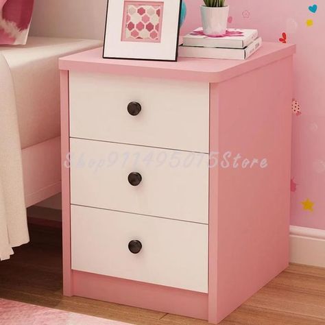 Cute Nightstands Pink, Pink Bedside Table, Pink Bedside Tables, Mini Bedside Table, Pink Side Table, Pink Nightstands, Pink Dresser, Small Bedside Table, Side Table With Drawer