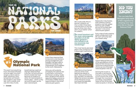 Featured spreads from Granola, an original outdoor recreation magazine design. Booklet Page Design, Fun Magazine Layout Design, Summer Magazine Design, Travel Magazine Aesthetic, Photo Magazine Design, Nature Magazine Layout, Magazine Spreads Design, Outdoor Magazine Layout, Travel Magazine Layout Design Creative