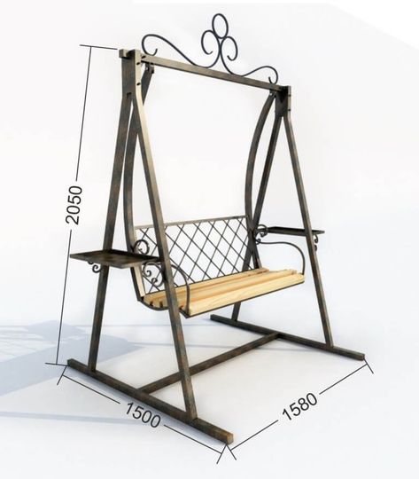 Standard Useful Swing Seat Dimensions - Engineering Discoveries Antique Furniture Makeover, Iron Furniture Design, Wrought Iron Furniture, Welded Furniture, Grill Door Design, Wrought Iron Decor, Metal Swings, Metal Furniture Design, Iron Furniture