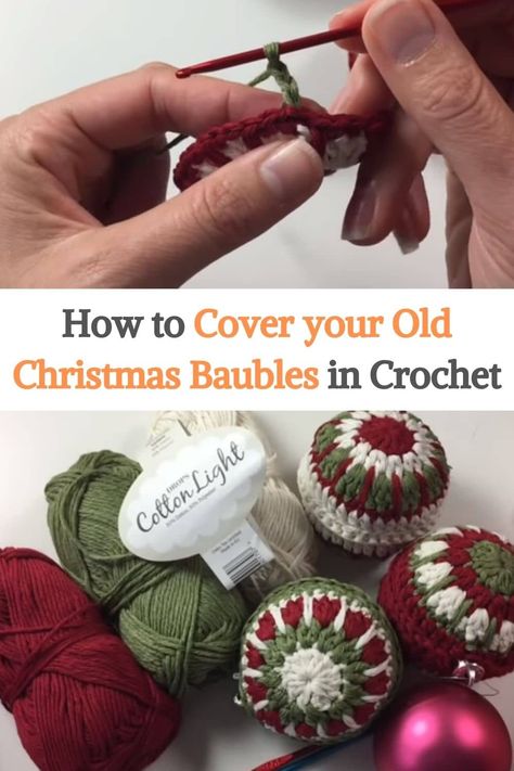 How to Cover your Old Christmas Baubles in Crochet Crochet Christmas Baubles, Crochet Baubles, Mug Cover, Christmas Afghan, Crochet Mug, Crochet Ornament Patterns, Christmas Crochet Patterns Free, Easy Holidays Crafts, Gorgeous Crochet