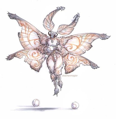 Poodle Moth, Wings Drawing, Fantasy Rpg, Creature Concept, Creature Design, Creature Art, Fantasy Character Design, Mythical Creatures, Fantasy Creatures