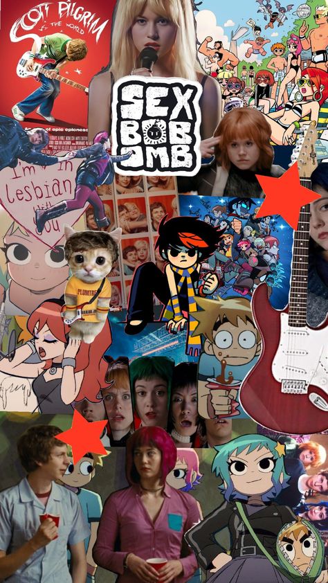 Scott pilgrim collage!!! Scott Pilgrim Wallpaper Iphone, Scott Pilgrim Aesthetic, Pilgrim Aesthetic, Scott Pilgrim Movie, Scott Pilgrim Vs. The World, Vs The World, Scott Pilgrim, Movie Scenes, Wallpaper Iphone