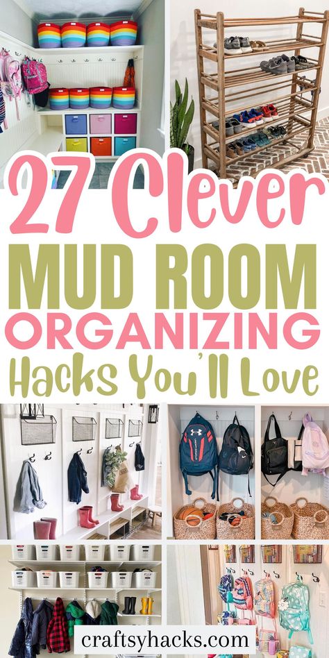 Discover the best mudroom storage hacks to streamline your space! Organizing your home is easy with efficient mud room decluttering ideas. Create your dream mudroom with these easy storage organization options. Large Family Mudroom Organization, Small Mudroom Organization Ideas, How To Organize Mudroom, Storage Hooks Organizing Ideas, Kids Backpack Storage Ideas, Sports Storage Ideas Mud Rooms, Mudroom Organization For Kids, Mudroom Closet Organization Ideas, Entryway Kids Organization