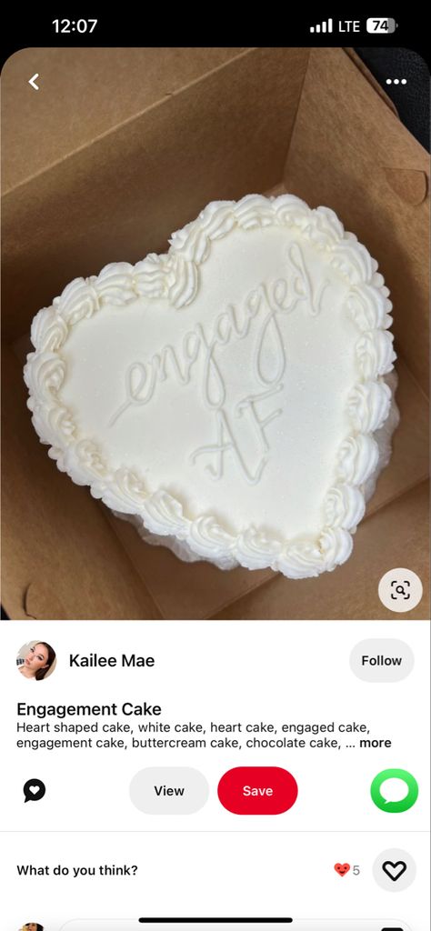 Proposal Cakes Ideas, Engaged Af, Heart Shaped Cakes, Engagement Cakes, Heart Cake, White Cake, Marriage Proposals, Engagement Party, Heart Shapes