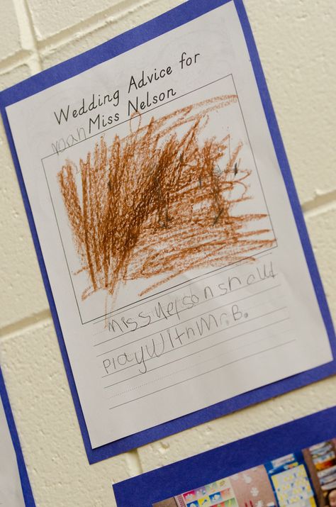 I am a Kindergarten Teacher, so I had my students color a picture and write Wedding Advice for me before my wedding. We put them up at the reception site. Some were more helpful than others, but all had great advice! #blatchleywedding Teacher Bridal Shower Ideas From Students, Wedding Gift For Teacher From Students, Wedding Advice From Students, Marriage Advice From Students To Teacher, Teacher Bridal Shower From Students, Teacher Wedding Gift From Students, Teacher Wedding Ideas, Teacher Wedding Ideas Student, Teacher Wedding Gift