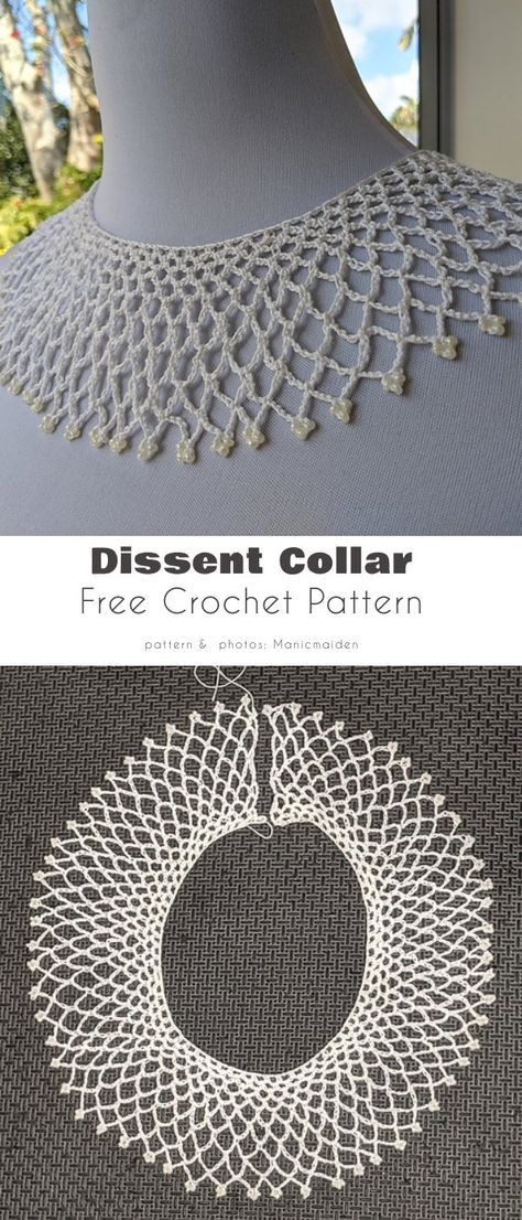 Crochet Top For Beginners, Collar Patterns, Col Crochet, Crochet Collar Pattern, Crochet Lace Collar, Vintage Crochet Patterns, Crochet Size, Trendy Crochet, Crochet Collar