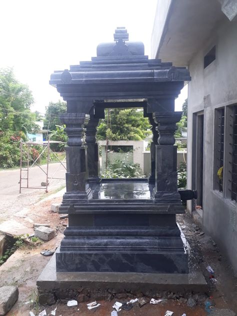 Temple Stone Architecture & Idols | Kerala | India Kerala Temple Design, Tulsi Pot Design In Granite, Small Temple Design For Home, Dev Ghar, Marble Mandir, Tulsi Pot, Small House Design Kerala, Stone Carving Sculpture, Marble Temple