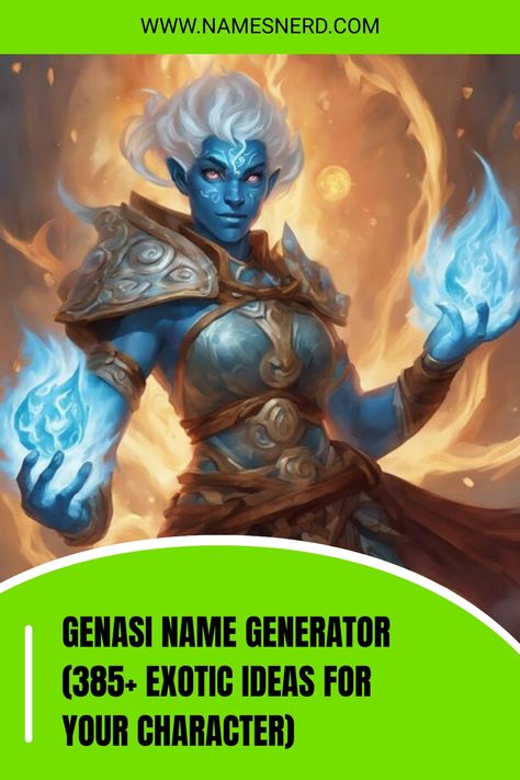 Genasi Name Generator (385+ Exotic Ideas for Your Character) Elemental Names, Dnd Names, Air Genasi, Water Genasi, Fire Genasi, Earth Genasi, Water Spirits, Air Magic, Fantasy Names