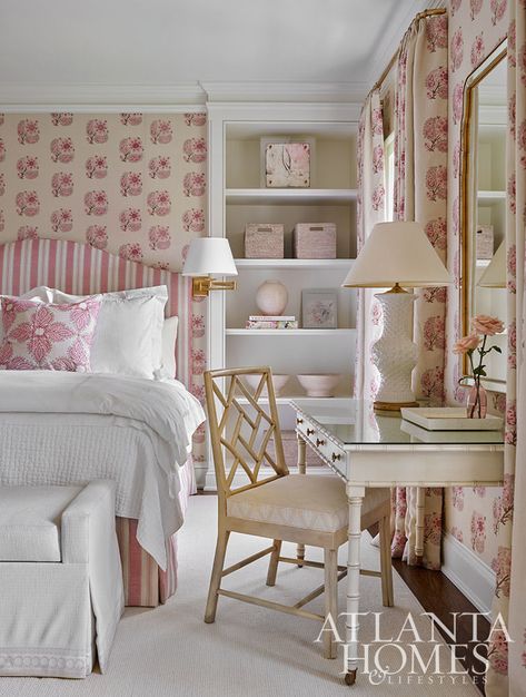 Classic Update - Atlanta Homes and Lifestyles Elegant Bedroom Design, Bedroom Decoration Ideas, Suite Ideas, Suzanne Kasler, Upholstered Headboards, Unique Bedroom, Girls Rooms, Beautiful Bedroom, Atlanta Homes