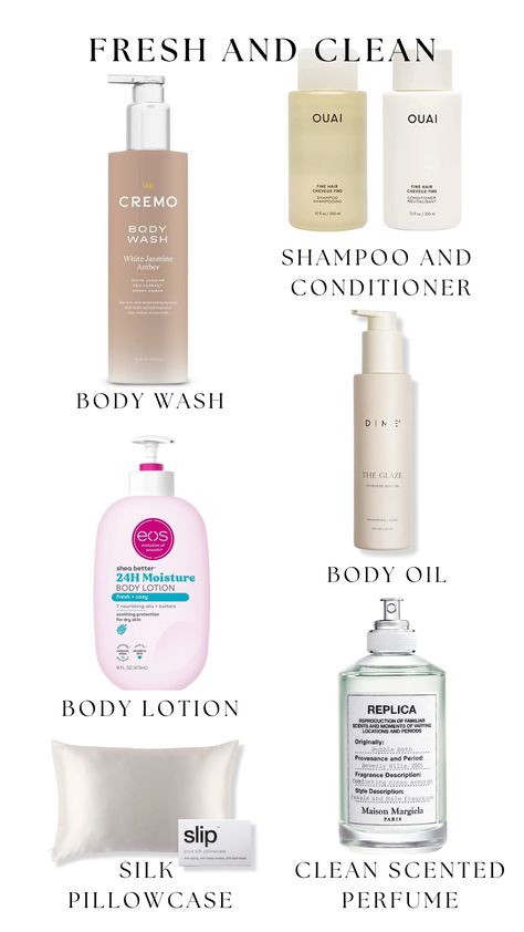 Fresh and Clean Body layering scents to help you smell amazingly clean!  #Fresh #Clean #Bodycare #Haircare #Cleanscent #Perfume #Fragrance #Shampoo #Conditioner #Silk #Healthandwellness #Beauty Best Body Wash And Lotion Combo, Good Smelling Body Lotion, You Smell Clean, Fresh Body Wash, Aesthetic Body Care Products, Perfume Combo Ideas, Shampoos That Make Your Hair Smell Good, Body Care Smell Good, Fresh Scent Combos