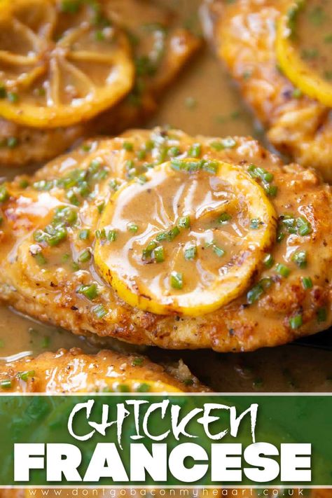 Here I'll show you the most delicious way to make the classic Chicken Francese! Chicken Franchise Easy, Sliced Chicken Breast Recipes, Chicken Francaise Recipe, Chicken Francese Recipe, Chicken Francaise, Chicken Franchise, French Chicken, Chicken Francese, Quick Chicken Dinner