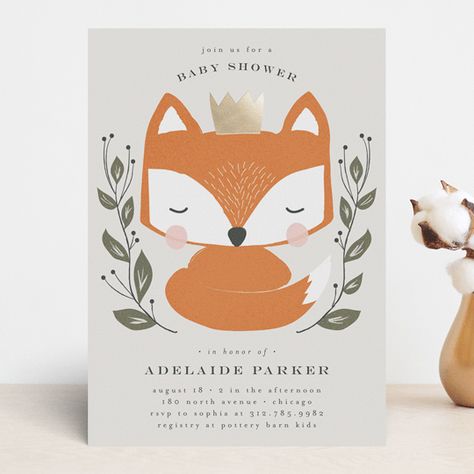 Fox Theme Party, Fox Invitation, Fox Baby Shower Invitations, Kids Stamps, Animal Baby Shower Theme, Fox Baby Shower, Baby Shower Invitations Design, Animal Party Theme, Fox Baby