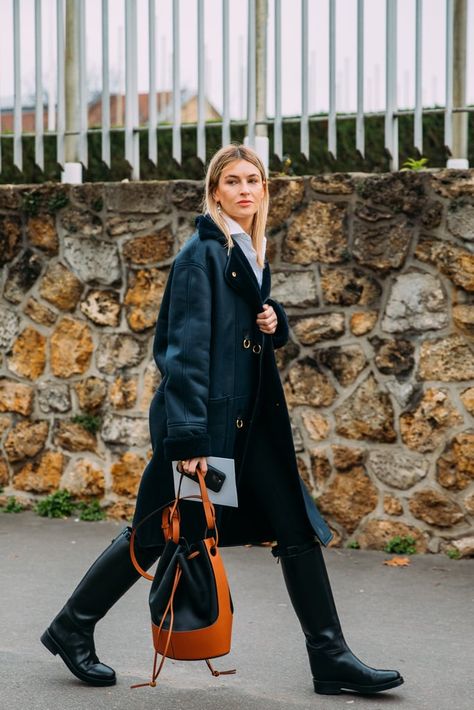 PFW Day 4 Outdoor Winter Outfit, Parisian Fall Outfits, Camille Charriere, 80 Fashion, Casually Chic, Boots Outfits, Boots Tall, Popsugar Fashion, Best Street Style