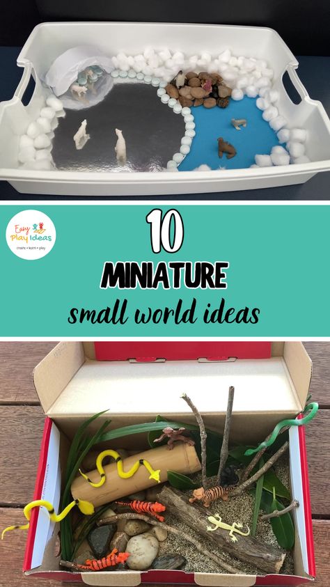 10 Easy Miniature Small Worlds Small World Ideas, Small World Play Ideas, World Ideas, Play For Kids, Parent Teacher, Engage Kids, Play Areas, Small World Play, Spark Creativity