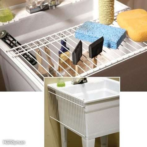 Utility Sink Shelf Laundry Room Tables, Small Home Storage, Laundry Storage Ideas, Laundry Room Storage Shelves, Laundry Room Storage Ideas, Small Room Organization, Fold Clothes, Laundry Chute, Diy Storage Ideas