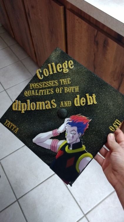 Anime Graduation Cap, Anime Graduation, Grad Cap Design, Graduation Cap Designs College, Funny Graduation Caps, Graduation Cap Ideas, College Grad Cap Ideas, High School Graduation Cap, College Graduation Cap Decoration