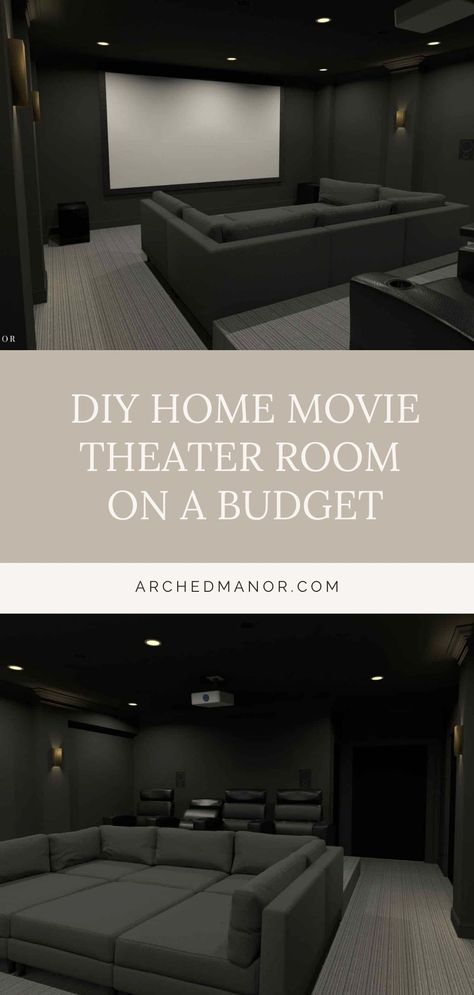 In Home Movie Theater Basements, Cheap Movie Theater Room Ideas, Cheap Theater Room Ideas, Modern Theater Room Ideas, Attic Theatre Room, Cottage Theater Room, In Home Theater Room, Home Theatre Small Room, Small In Home Theater Room