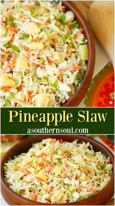 Pineapple Slaw, Pineapple Coleslaw, Resep Salad, Slaw Recipes, Coleslaw Recipe, Salad Side Dishes, Backyard Bbq, Coleslaw, Summer Salads