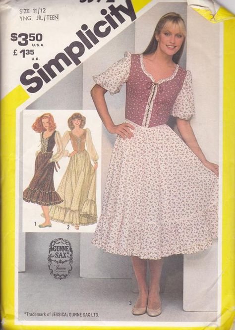 Simplicity 5392 Gunne Sax Dress Pattern, Gunne Sax Pattern, Peasant Dress Sewing Pattern, Sax Dress, Gunne Sax Dress, Bodice Dress, Miss Dress, Ruffled Dress, Simplicity Sewing