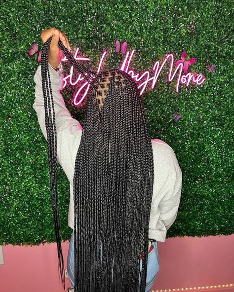 Knee Length Knotless Braids, Knee Length Knotless, Small Knotless, Sleek Braid, Braids Styling, Colored Box Braids, Braided Hairstyles For Black Women Cornrows, Girl Hair Colors, Black Ponytail Hairstyles