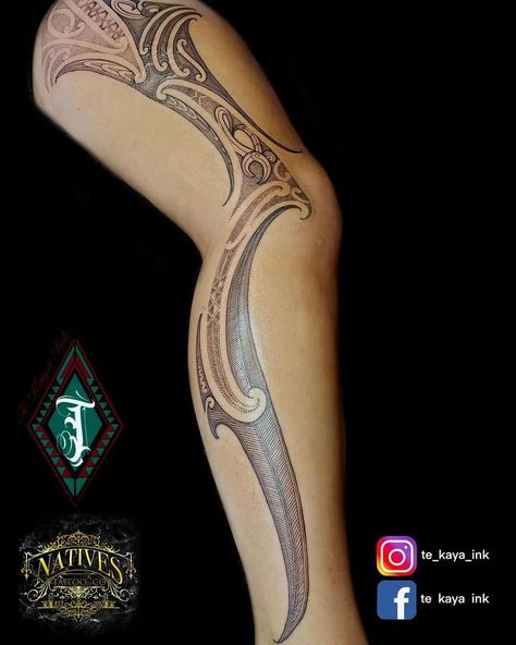 Ta Moko Women Leg, Tamoko Women Maori Tattoos, Maori Tattoo Designs Women, Ta Moko Women, Thigh Cuff Tattoo, Tattoo Pieces, Cuff Tattoo, Ta Moko, Native Tattoos