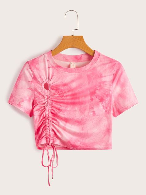 Multicolor Casual Collar Short Sleeve Fabric Tie Dye  Embellished Medium Stretch  Women Tops, Blouses & Tee Jet Girl, Preteen Fashion, Boys Clothes Style, Tie Dye Fabric, Trendy Fashion Outfits, Women T Shirts, Fashion Design Clothes, Basic Tops