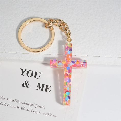 45550463484136 Resin Cross Keychain, Christan Gifts, Christian Key Chains, Christian Keychain Ideas, Gifts For Christian Women Ideas, Things For Birthday, Christian Birthday Gifts, Cute Keychains For Car Keys, Christian Christmas Gifts