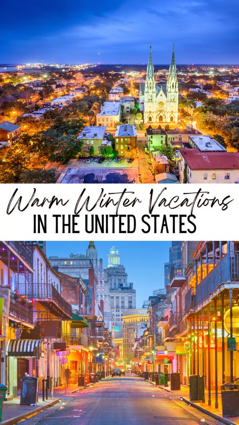 Warm Winter Vacations in the US | 26 Warm Places In the US! - Life on Lavender January Vacation Destinations Us, Winter Vacations In The Us, Honeymoon Usa, Winter Honeymoon, Usa Life, Winter Vacations, Vacations In The Us, Sunny Vacation, Cheap Places To Travel