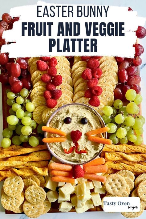 Make this cute Easter Bunny Charcuterie Platter to make the day even more festive. Shape your favorite fruits, vegetables, crackers, and cheese into the world's most loved rabbit! The Easter Bunny's not just for the kids— adults will love this delicious bunny-shaped platter too! Fruit And Vegetable Platter, Bunny Charcuterie, Easter Bunny Fruit, Crackers And Cheese, Foods To Make, Fruit Platter Designs, Vegetable Platter, Charcuterie Platter, Easter Baking