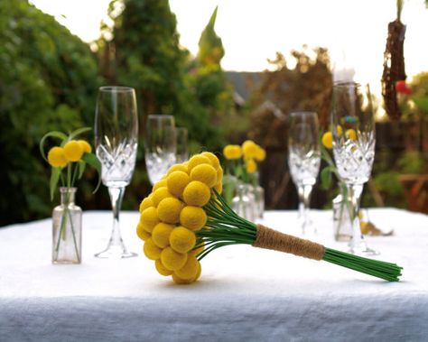 Love these felt yellow balls as a bouquet