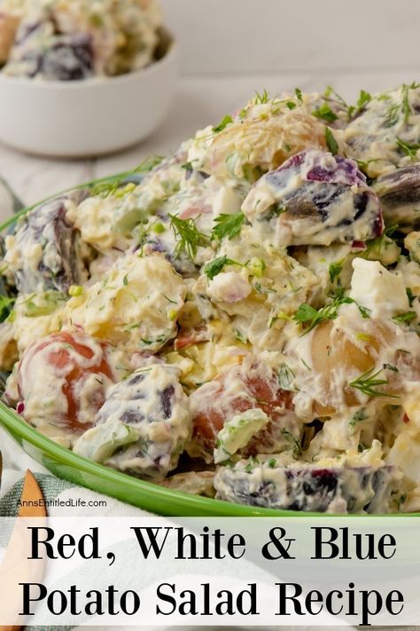 The Best American Potato Salad, Red White Blue Potato Salad, Red White And Blue Potato Salad, Red Hot And Blue Potato Salad, 4th Of July Potato Salad, Red Potato Salad With Egg, Apple Sour Cream Cake, Red Potato Salad Recipe, American Potato Salad