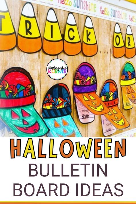 Easy Halloween Bulletin boards with fun crafts and writing activities for kindergarten and elementary! Halloween Bulletin Boards For Elementary, Bulletin Boards For Kindergarten, Halloween Bulletin Board Ideas, Writing Activities For Kindergarten, Ela Bulletin Boards, Fall Bulletin Board Ideas, Unique Bulletin Board Ideas, Writing Bulletin Boards, October Bulletin Boards