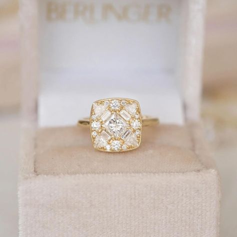 Captivating beauty, timeless design! 😍 Our Square Princess Cut Diamond Mosaic Ring is Ideal for those in search of an incomparable ring! Customize yours in any size and metal, available on our website. Could this be the ring that makes you say ‘I do’?💕☺️ Square Princess Cut Diamond Mosaic Ring (Product ID: B0782) #uniqueengagementring #vintageinspiredengagementring #engagementrings #ringoftheday #nontraditional #nontraditionalbride #artdeco #artdecojewelry #customjewelry #vintagerings #vint... Nontraditional Bride, Mosaic Ring, Diamond Mosaic, Princess Cut Diamond, Jewellery Ideas, Put A Ring On It, Art Deco Jewelry, Princess Cut Diamonds, The Ring