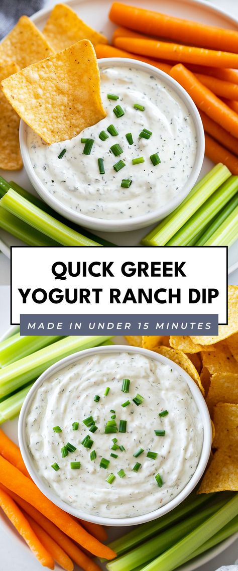 Image for Quick Greek Yogurt Ranch Dip Yogurt Ranch Dip, Greek Yogurt Ranch Dip, Yogurt Ranch, Cold Dip Recipes, Greek Yogurt Ranch, Ranch Dip Recipe, Homemade Ranch Dip, Greek Yogurt Dips, Yogurt Dip