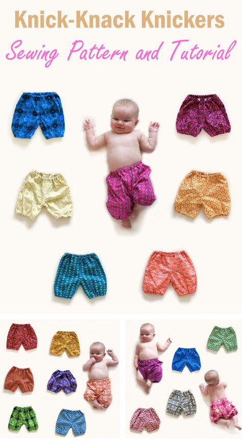 Knick-Knack Knickers Sewing Pattern Baby Pants Sewing Pattern Free, Baby Shorts Pattern Free, Bloomers Sewing Pattern, Bloomer Pattern, Pants Pattern Free, Diy Cloth Diapers, Diaper Cover Pattern, Knick Knack, Pants Sewing Pattern