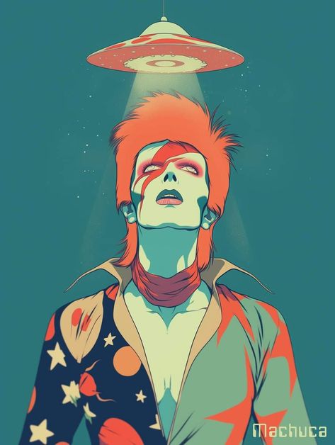 David Bowie Makeup, David Bowie Fan Art, David Bowie Poster, Bowie Art, Major Tom, Pretty Star, Hippie Wallpaper, Ziggy Stardust, Vinyl Music