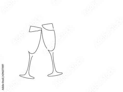 Champagne Glasses Tattoo, Champagne Tattoo Ideas, Champagne Glass Drawing, Champagne Glass Tattoo, Champagne Tattoo, Glasses Tattoo, Drawing Vector, Matching Tattoo, Girly Tattoos