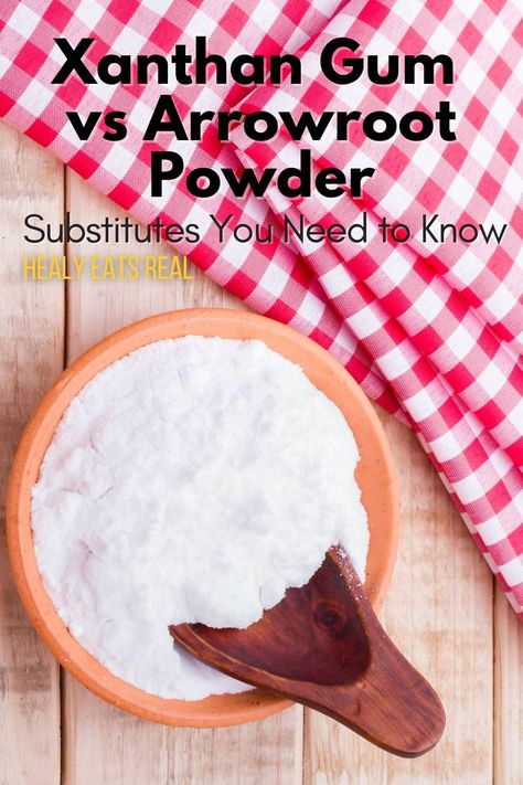 A wooden bowl filled with xanthan gum powder, and a wooden spoon placed on a wooden surface next to a red and white checkered cloth. Text reads: "Xanthan Gum vs Arrowroot: Substitutes You Need to Know". Grain Free Bread Recipe, Real Posts, Tandoori Recipes, Whole 30 Dessert, Primal Living, Roasted Vegetable Soup, Grain Free Bread, Diy Herbal Remedies, Ground Sirloin