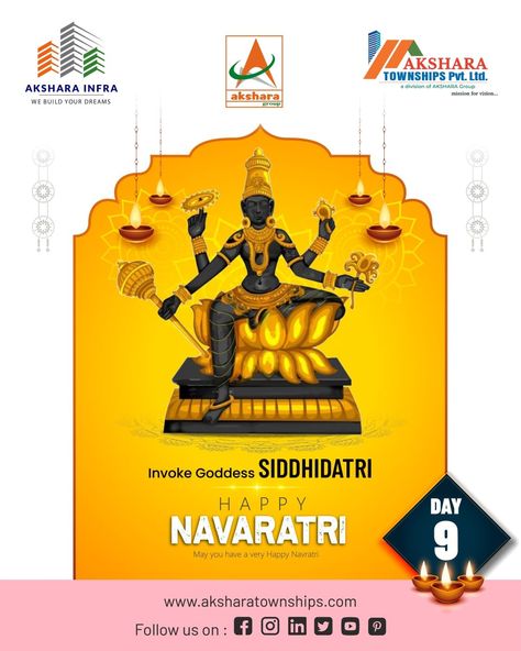 Navaratri Day 9 Goddess Siddhidatri, Maa Siddhidatri, Symbol Of Success, Navratri Garba, Happy Navratri, Durga Maa, The Goddess, Happy Day, Last Day