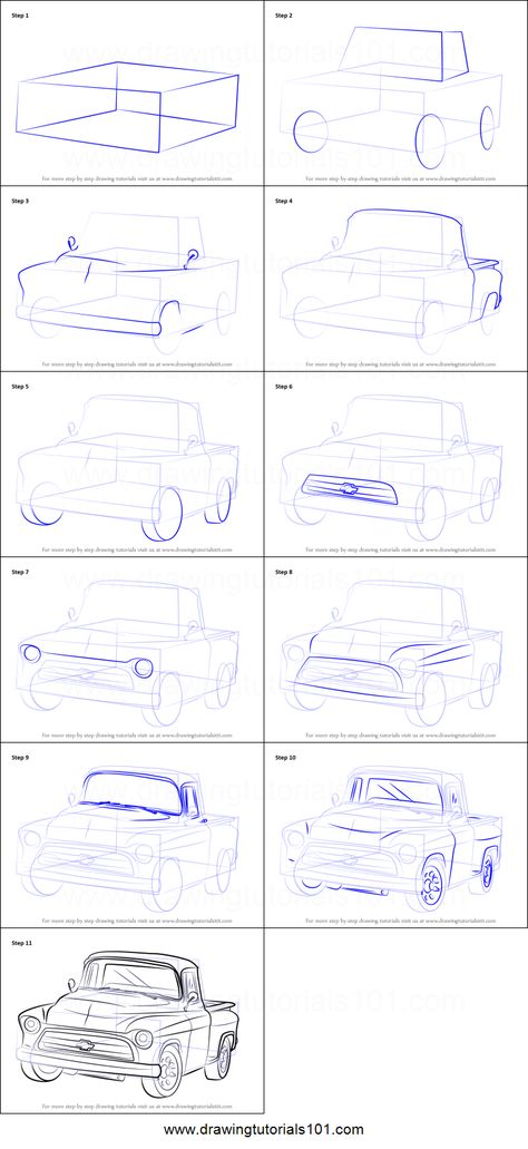 How to Draw a 1955 Chevy Truck printable step by step drawing sheet : DrawingTutorials101.com Low Rider Truck Drawing, How To Draw A Truck, Chevy Truck Drawing, 1958 Chevy Truck, 1955 Chevy Truck, Dragon Eye Drawing, Truck Crafts, Cartoon Car Drawing, High School Art Projects