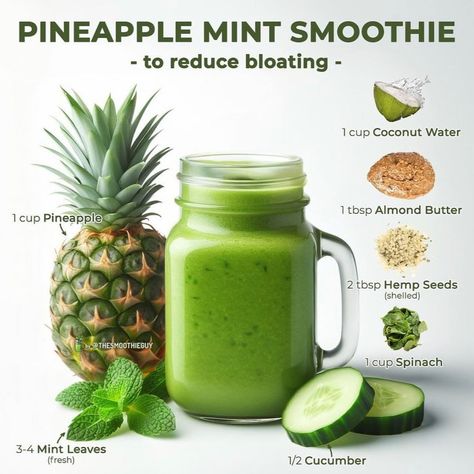 📗📲 This is how the 21-Day Smoothie Diet Challenge works: 🌀 Each day you blend two different smoothie recipes from the “Smoothie Diet” eBook (🔗 LINK IN BIO - @smoothies21diet ) and replace two of your meals with them. 🥕 Add in two snacks per day from the snack suggestions list in the eBook. There is also an option to enjoy a protein-rich meal too. 💧 Drink plenty of water during the day to stay hydrated. You can also drink herbal teas. 🏃 During the challenge, light exercising is recommended... Belly Fat Smoothies, Competition Diet, Yogurt Frozen, Nutritious Smoothie Recipes, Mint Smoothie, Pineapple Mint, Delicious Smoothie Recipes, Smoothie Diet Challenge, Fresh Smoothies