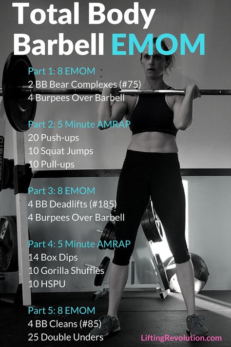 Full Body Barbell EMOM Workout | Lifting Revolution | Bloglovin’ Barbell Emom, Wod Workouts, Wods Crossfit, Emom Workout, Kettlebell Cardio, Exercise Science, Hiit Class, Kettle Bell, Barbell Workout