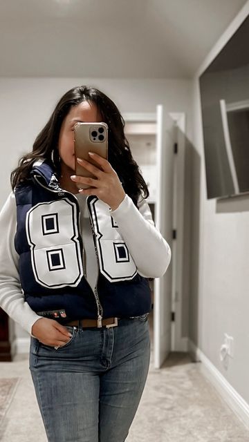 Diy Puffer Vest, Upcycled Jersey, Dez Bryant, Puffy Vest, Nfl Dallas Cowboys, Puffer Vest, Football Jerseys, Dallas Cowboys, Jean Jacket