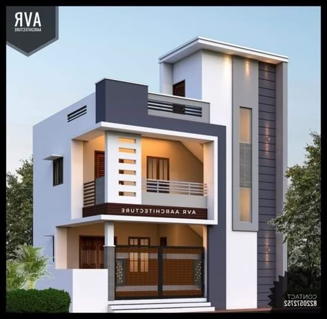 Simple Front Elevation Designs, Duplex House Exterior Design, East Facing House Elevation G+1, Double Floor House Elevation Design, East Facing House Elevation, Double Floor House Elevation, Modern House Design Exterior, Front Building Design, Morden House