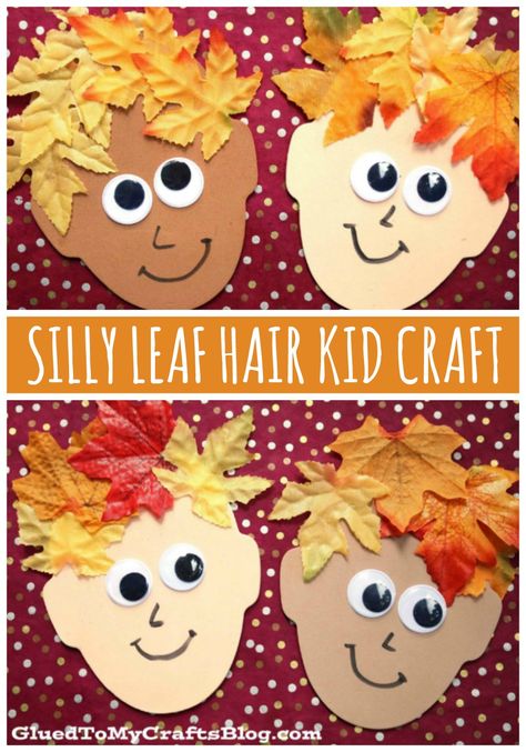 Leaf Hair Craft, Director Board, Daycare Projects, Birthday Card Making, Hair Craft, September Crafts, Preschool Crafts Fall, November Crafts, Fall Preschool Activities